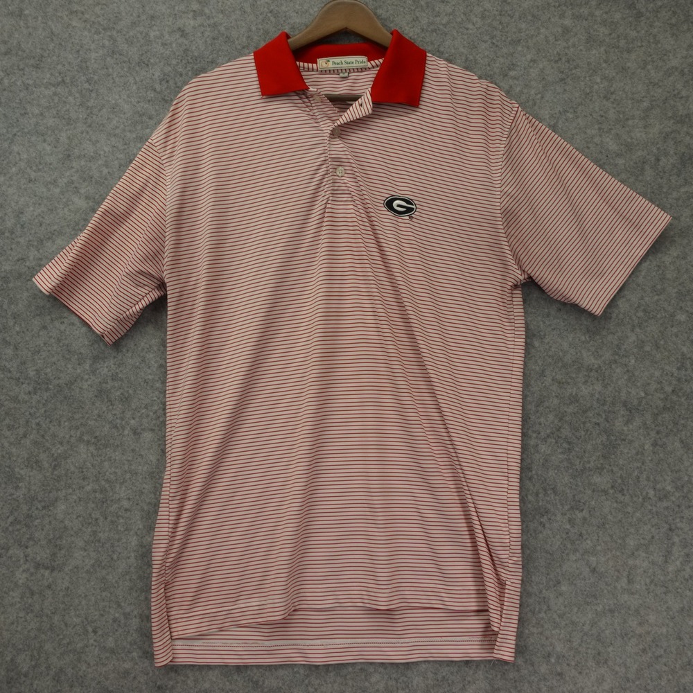 Peach State Pride Polo Shirt Men S Georgia Bulldogs Red Striped Performance NCAA